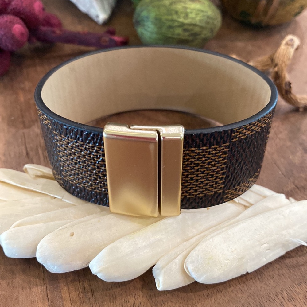 Brown Plaid Cuff Bracelet